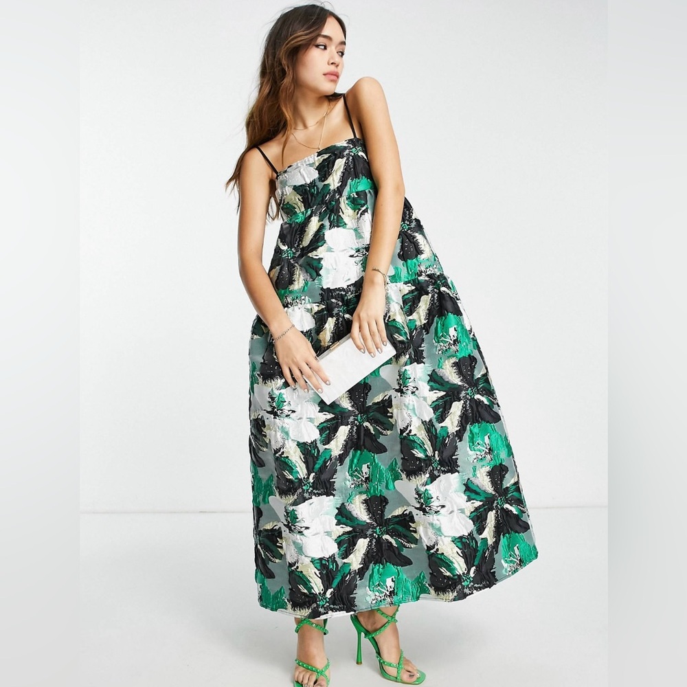 NWT ASOS EDITION tiered cami midi dress in abstract floral jacquard - Size 2